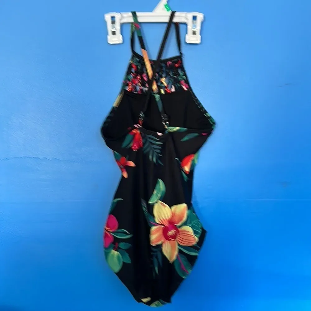 Old Navy One Piece Swimsuit Black Floral Size M | Girl's Bathing Suit Swimwear